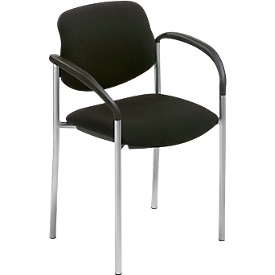 Bezoekersstoel Styl, zwart, aluminium zilver