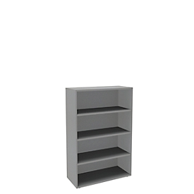 Bibliothèque étagère, panneaux de particules, 4 HC, l. 1000 x P 450 x H 1580 mm, argenté