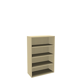 Bibliothèque étagère, panneaux de particules, 4 HC, l. 1000 x P 450 x H 1580 mm, décor érable