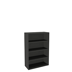 Bibliothèque étagère, panneaux de particules, 4 HC, l. 1000 x P 450 x H 1580 mm, graphite