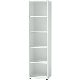 Bibliothèque étagères MONTERIA, 5 HC, l. 500 x P 370 x H 1960 mm, blanc