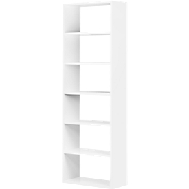 Bibliothèque étagères murale Pombal, 6 HC, l. 740 x P 340 x H 2240 mm, extensible, blanc