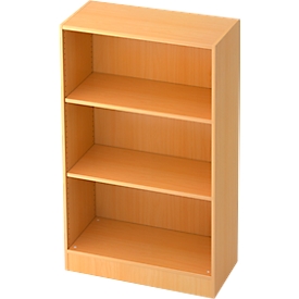 Bibliothèque étagères TARVIS, 3 HC, l. 800 x P 400 x H 1270 mm, décor hêtre