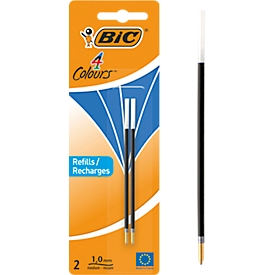 BIC 4 Colours Original Nachfüllminen, mittlere Spitze, Blau, 2er Pack