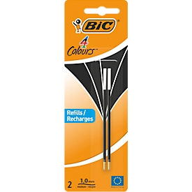 BIC 4 Colours Original Nachfüllminen, mittlere Spitze, Schwarz, 2er Pack