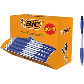 BIC Atlantis Classic retractable ballpoint pen with medium point, blue, pack of 36