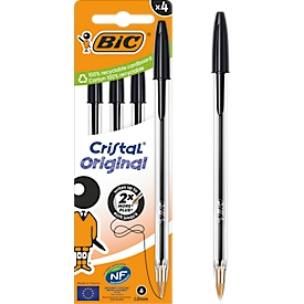 BIC Cristal Original ballpoint pen black, box of 4, 1.0 mm, medium point