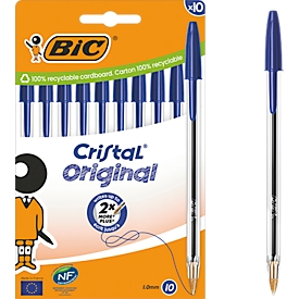 BIC Cristal Original biros blauw, doosje van 10, 1,0 mm, medium punt