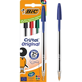 BIC Cristal Original Kugelschreiber Farbmix, 4er Box, 1,0 mm, mittlere Spitze