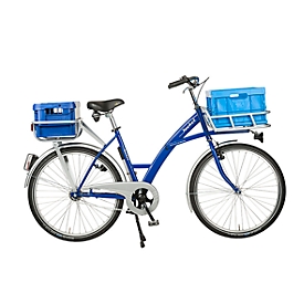 Bicicleta de transporte, 3 velocidades, cuadro de acero, portacargas sobre la rueda delantera, luces, azul RAL 5002