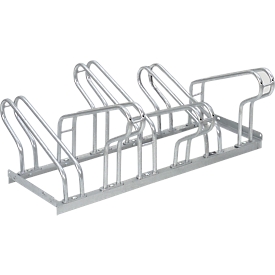 Bicycle stand, 2-sided, for tyres up to 55 mm, W 1050 x D 3200 x H 500 mm, hot-dip galvanised steel, 6 parking spaces, assembled