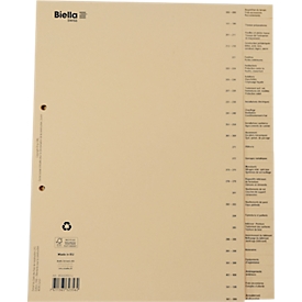 Biella Bauabrechnungsregister, A4, 26-teilig, mit 2-fach-Lochung, B 240 x H 297 mm, Recycling-Karton