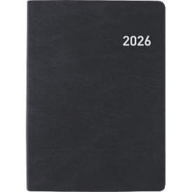 Biella pocket agenda Memento 2026, 10.1x14.2 cm, imitation leather, weekly overview, FSC Mix 70%, black