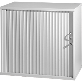 Bijzetkast, dwarse roldeuren, rechts openend, blank aluminium