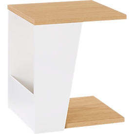 Bijzettafel Albi, B 400 x D 400 x H 460 mm, metalen frame/gestrekt blad met echt houtfineer, licht eiken/wit gelakt