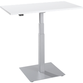 Bijzettafel Set Up, elektrisch in hoogte verstelbaar, monopilaar, B 1000 x D 600 x H 635-1285 mm, wit/blank aluminium