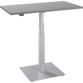 Bijzettafel Set Up, elektrisch in hoogte verstelbaar, monopillar, B 1000 x D 600 x H 635-1285 mm, grafiet/blank aluminium