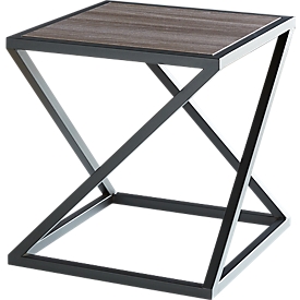 Bijzettafel X, vierkante vorm, X-pootframe, B 500 x D 500 x H 530 mm, bestand tegen desinfectiemiddelen, donker gekalkt eikenhout