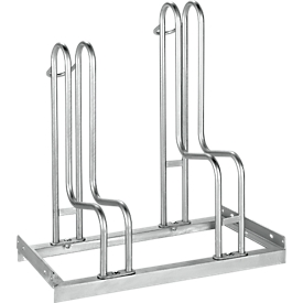 Bike rack with wheel holders, one-sided, for wheels up to 55 mm wide, W 700 x D 1850 x H 740 mm, hot-dip galvanized steel, 2 places, disassembled