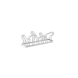 Bike rack with wheel holders WSM, bilateral, for wheels up to 55 mm wide, W 1050 x D 3200 x H 415 mm, hot-dip galvanized steel, 6 spaces, assembled