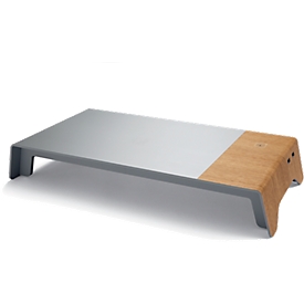 Bildschirmerhöhung sigel® smartstyle, bis 5 kg, mit Qi-Ladefunktion + 2 x USB 2.0, Kunststoff/Acryl, Metallic-Holz-Optik
