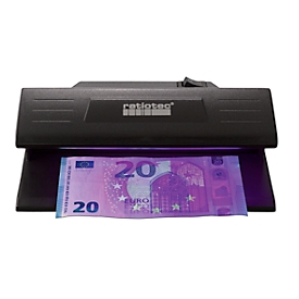 Bill validator ratiotec® Soldi 120, for all currencies, with 3 W UV-LED, L 185 x W 85 x H 79 mm, black