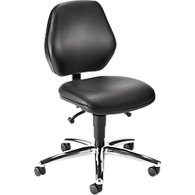 bimos practice swivel chair, with castors, for laboratories &amp; hygiene-critical areas, height adjustable, W 460 x D 440 x H 470-610 mm, imitation leather, black
