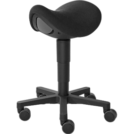 Bimos Sattelhocker, Sattelsitz, 3D-Sitzdynamik, Sitzhöhe 540-800 mm, Universalrollen Ø 65 mm, schwarz