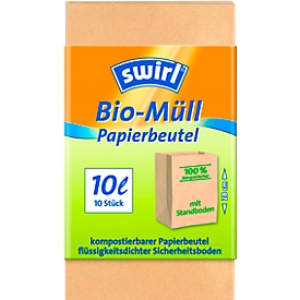 Bio-Müll-Papierbeutel Swirl®, 10 Liter, 10 Stück, 100% kompostierbar, B 210 x H 280 mm