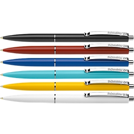 Biros Schneider K15, ancho de trazo medio 1,0 mm, color de escritura azul, cuerpo colores surtidos, indeleble, recargable, 50 unidades