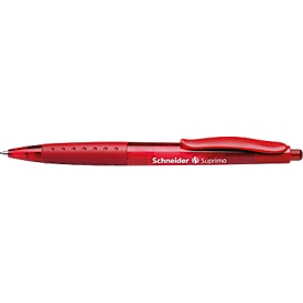 Biros Schneider Suprimo, couleur d'écriture rouge, largeur de trait M, pointe en acier inoxydable, grip caoutchouté, 20 pièces, rouge