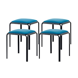 Bistro kruk, 4 stuks, fluwelen zitting, blauw