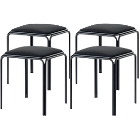 Bistro kruk, 4 stuks, fluwelen zitting, zwart