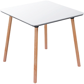 Bistrotafel Palomba, vierkant, 4-poots massief houten frame, B 800 x D 800 x H 750 mm, wit/beuken