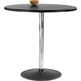 Bistrotisch LENA Ø 800 x H 760 mm, schwarz, rund, melaminbeschichtet, Tellerfuß verchromt

