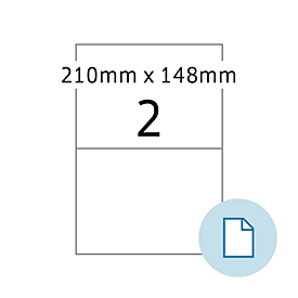 Blattetiketten HERMA 58102, permanenthaftend, besonders stark haftend, wetterfest, bedruckbar, B 210 x H 148,5 mm, PE-Folie, weiß, 500 Stück/250 Blatt