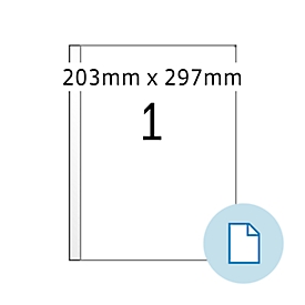 Blattetiketten HERMA 8401, permanenthaftend, bedruckbar, B 203 x H 297 mm, Papier, weiß, 500 Stück/500 Blatt