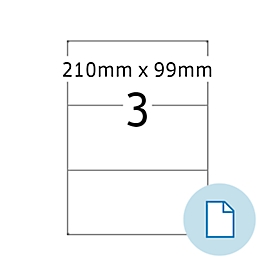 Blattetiketten HERMA 8403, permanenthaftend, bedruckbar, B 210 x H 99 mm, Papier, weiß, 1500 Stück/500 Blatt