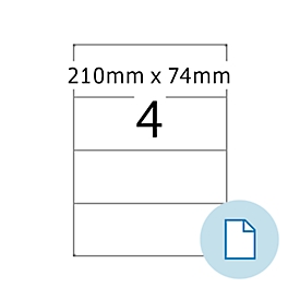 Blattetiketten HERMA 8405, permanenthaftend, bedruckbar, B 210 x H 74 mm, Papier, weiß, 2000 Stück/500 Blatt