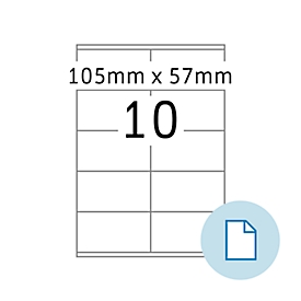 Blattetiketten HERMA 8420, permanenthaftend, bedruckbar, B 105 x H 57 mm, Papier, weiß, 5000 Stück/500 Blatt