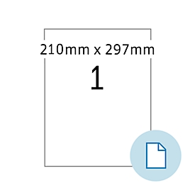 Blattetiketten HERMA 8422, permanenthaftend, bedruckbar, B 210 x H 297 mm, Papier, weiß, 500 Stück/500 Blatt