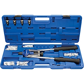 Blind rivet nut lever nose pliers set PROJAHN, M4-M10, 20 blind rivet nuts each, steel, ergonom. Handle