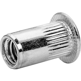 Blind rivet nuts Rapid, galvanised steel, with drill, for clamping lengths 0.5 - 2.5 mm & screws ø 5 mm, 20 pieces