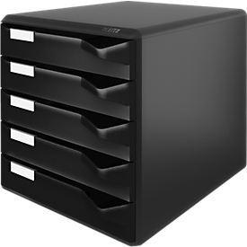 Bloc à tiroirs LEITZ®, 5 tiroirs, format A4, polystyrène, noir/noir
