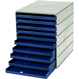 Bloc à tiroirs Styroval styro®, 10 tiroirs ouverts, format C4, polystyrène, bleu