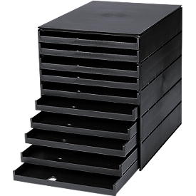 Bloc à tiroirs Styroval styro®, 10 tiroirs ouverts, format C4, polystyrène, noir