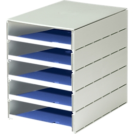 Bloc à tiroirs Styroval styro®, 5 tiroirs ouverts, format C4, polystyrène, bleu