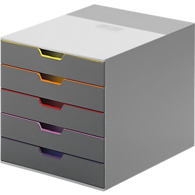 Bloc à tiroirs Varicolor DURABLE - 5 tiroirs - format C4 - gris et anthracite