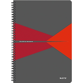 Bloc collège Office 449500 LEITZ®, format A4, PP, quadrillé, rouge
