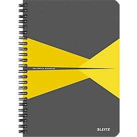 Bloc collège Office 449800 LEITZ®, format A5, PP, quadrillé, jaune
